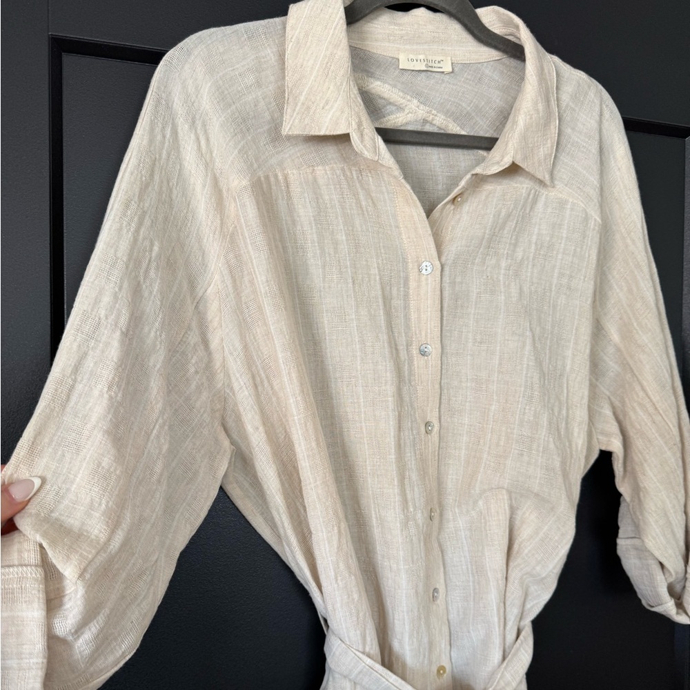 Beige Button-Up Dress